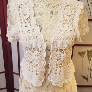 Sundance Ivory Lace Shrug Vest - Size Medium